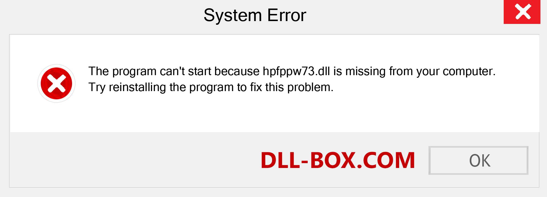  hpfppw73.dll file is missing?. Download for Windows 7, 8, 10 - Fix  hpfppw73 dll Missing Error on Windows, photos, images